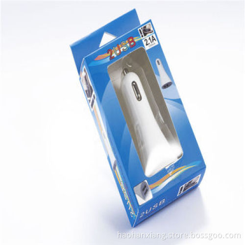 Dual ports USB car charger in white